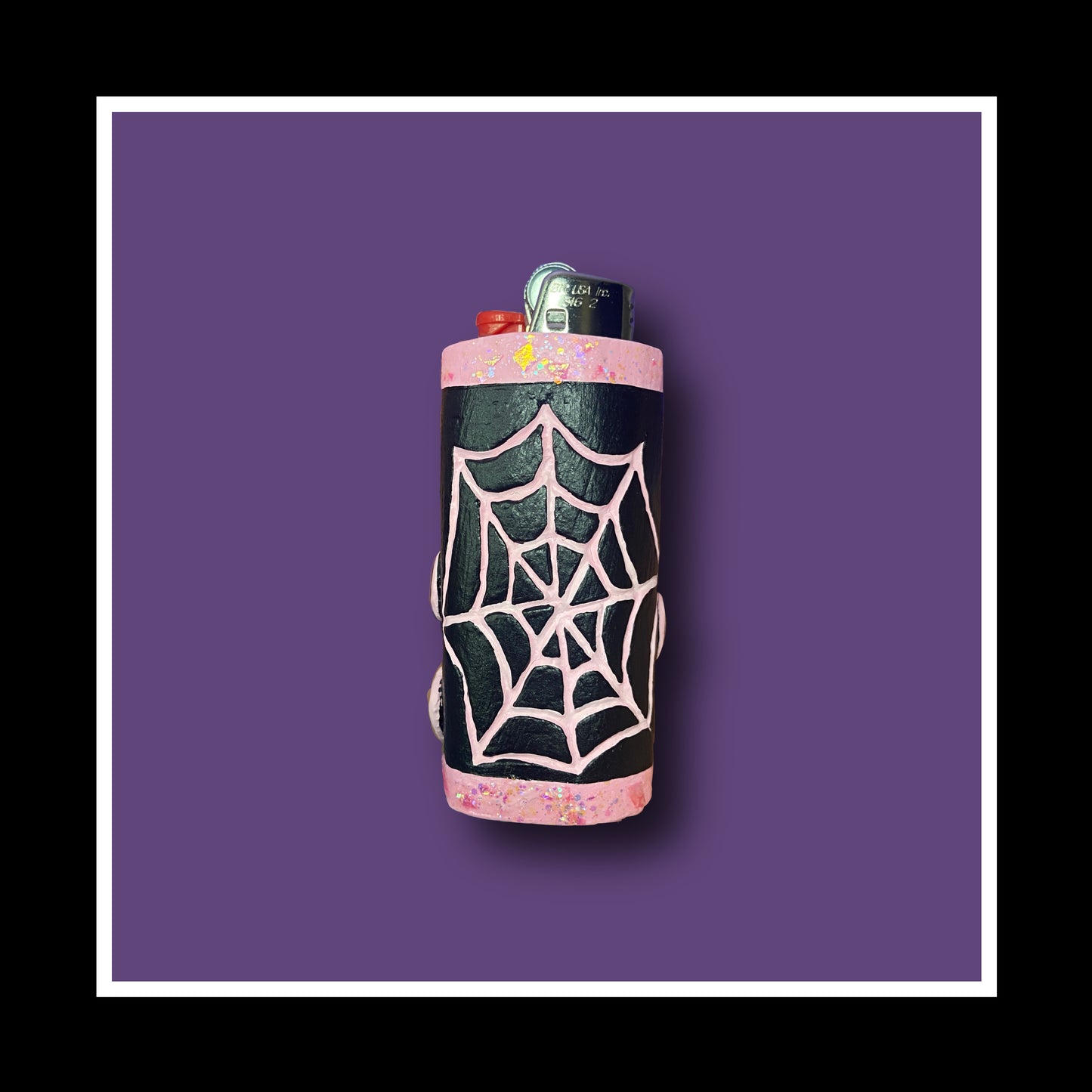 Pink and Black Spiderweb Lighter Sleeve