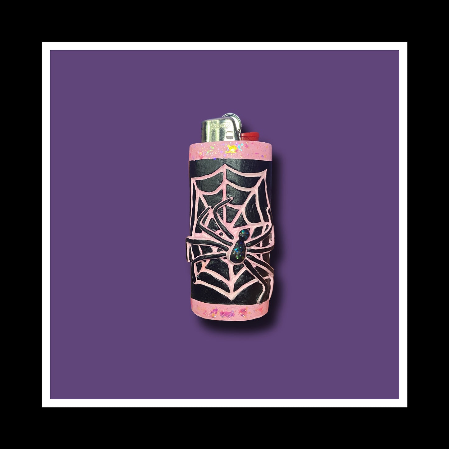 Pink and Black Spiderweb Lighter Sleeve