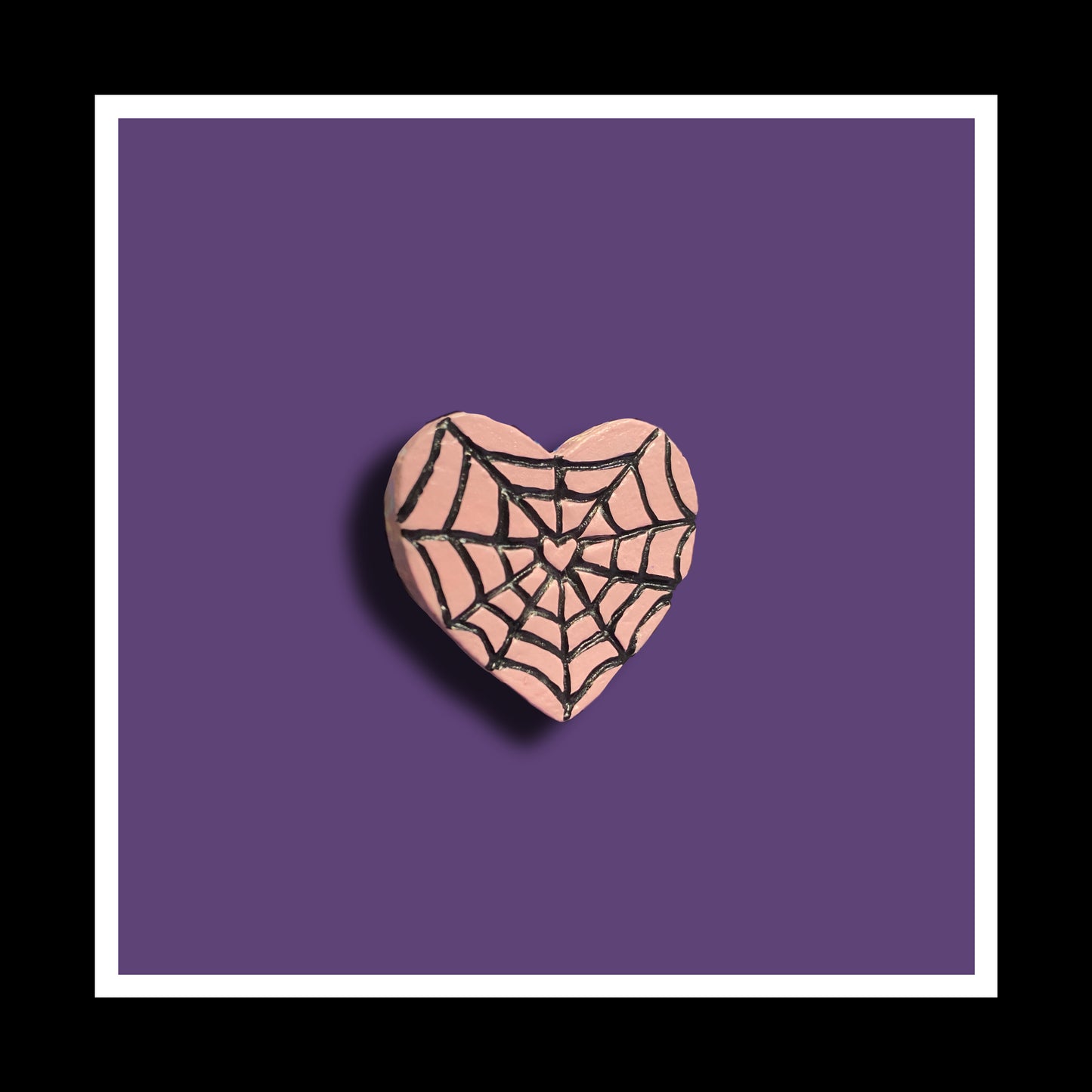 Pink Spiderweb Heart Magnet